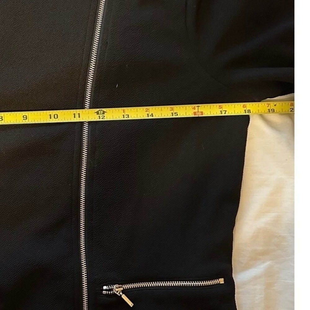 Armani Exchange Moto Jacket Women Black Asymmetrical Zip Textured Crepe Chic L - Picture 4 of 6